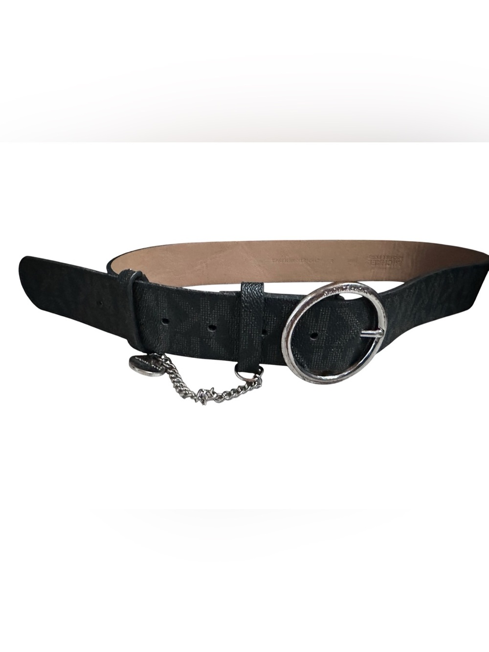 Michael Kors Buckle Logo MK Charm Belt Chain Black Size Small